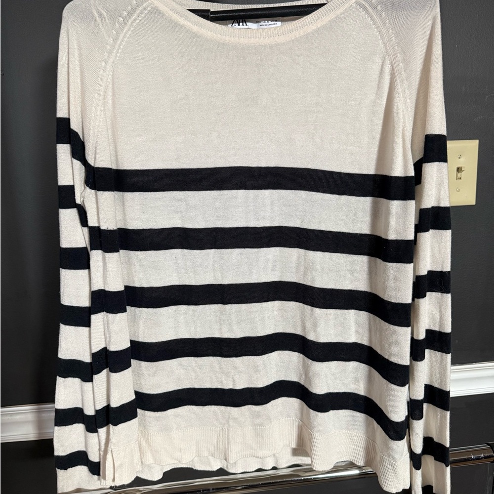 Striped Black and Cream Sweater